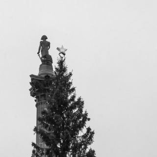 Christmas-tree-next-to-Nelson-on-his-column-Trafalgar-square-London-England