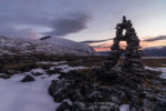 Ornate-cairn-at-sunset-Jotunheimen-Norway