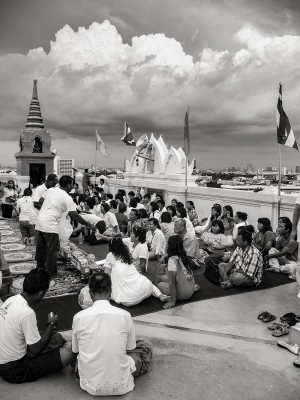 Prayer-meeting-on-rooftop-of-Wat-Saket-Bangkok-Thailand