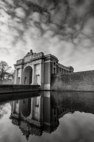 River-reflection-of-The-Menin-Gate-Ypres-Belgium
