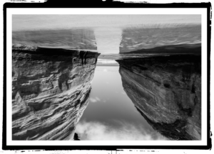 Monochrome Twin Boulders on Wharariki Beach South Island New Zealand